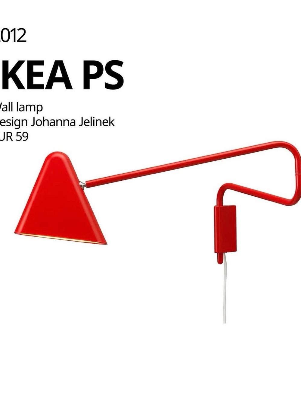 Rare Red Ikea PS 2012 Modern LED Wall Lamp Design Johanna Jelinek New In Box
